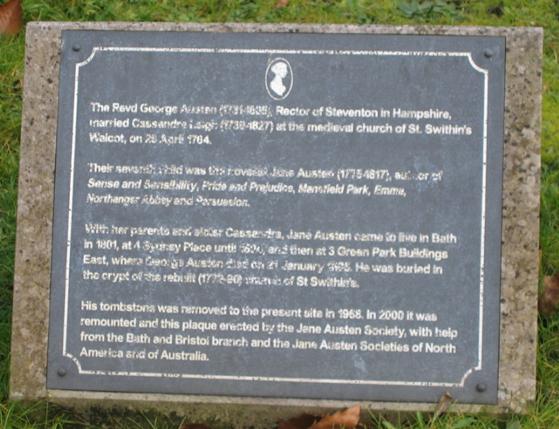 Rev. George Austen's memorial plaque