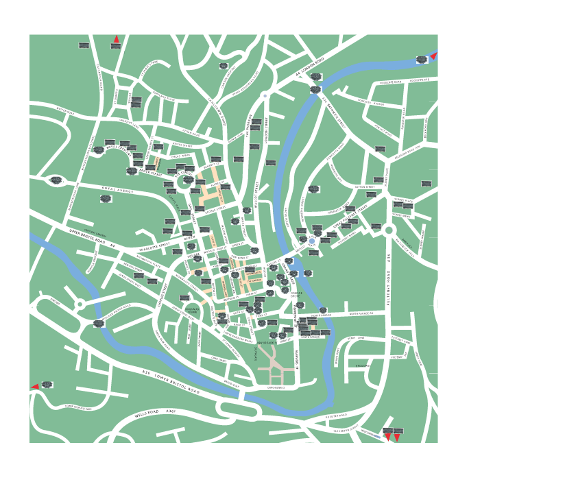 Location of
          Heritage Plaques in central Bath