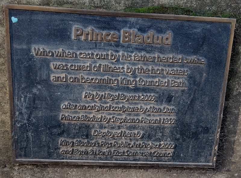 Bladud and Pig Plaque in
          Parade Gardens