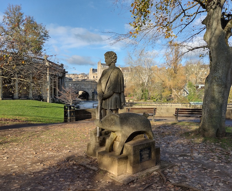 Statue of prince Bladud and Pig in Parade Gardens