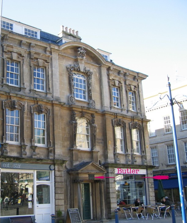 Location of plaque at Rosewell House, Kingsmead Square