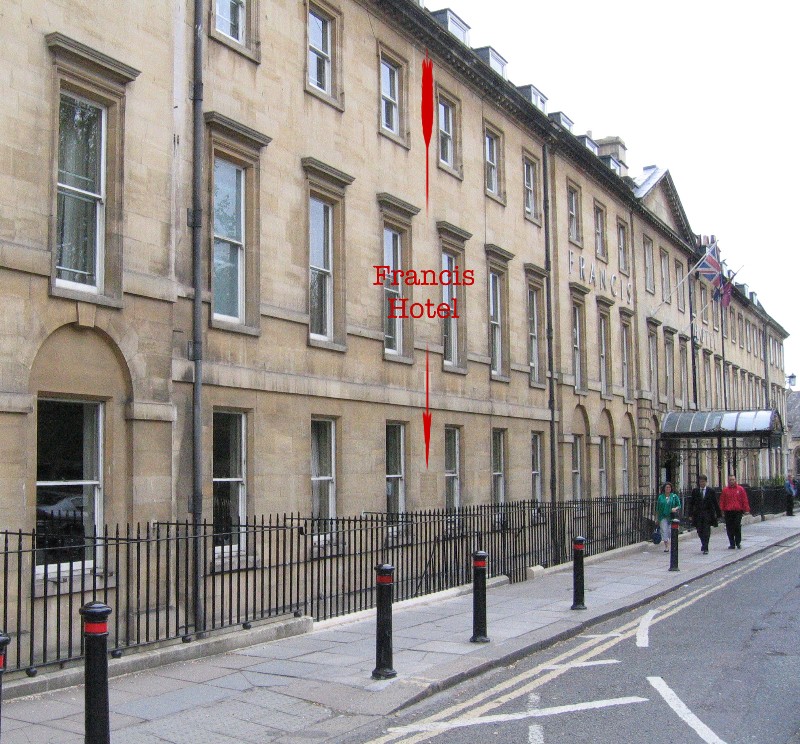 Location of plaque on Francis Hotel, Queen Square