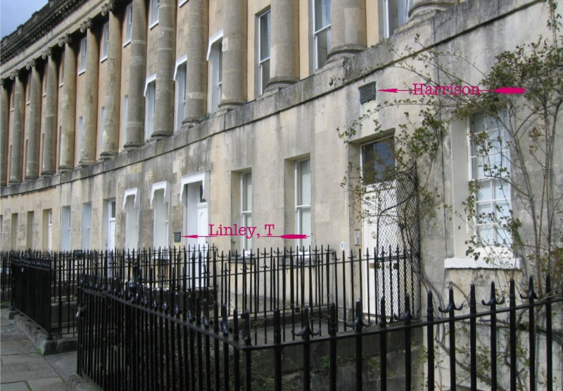 Location of plaque at  10, Royal Crescent