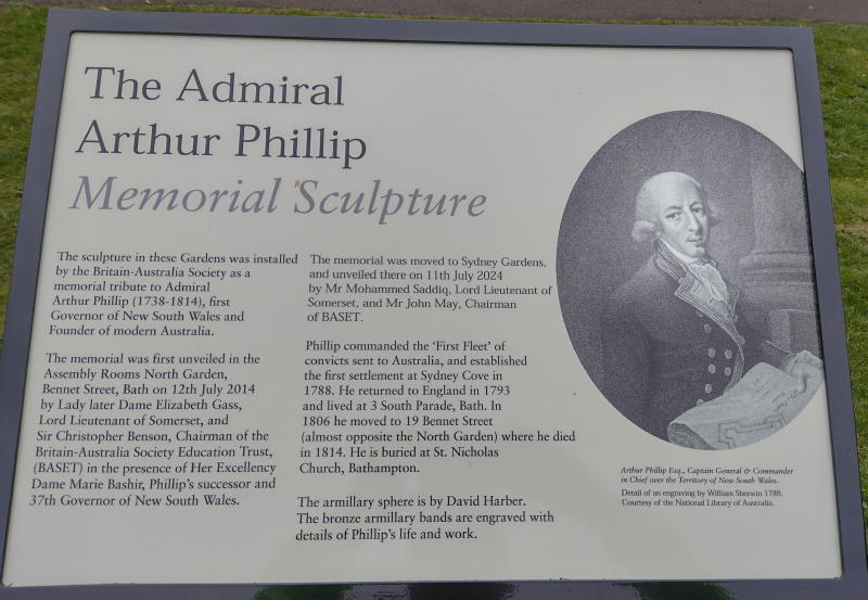 Information board to Admiral Phillip in Sydney
          Gardens