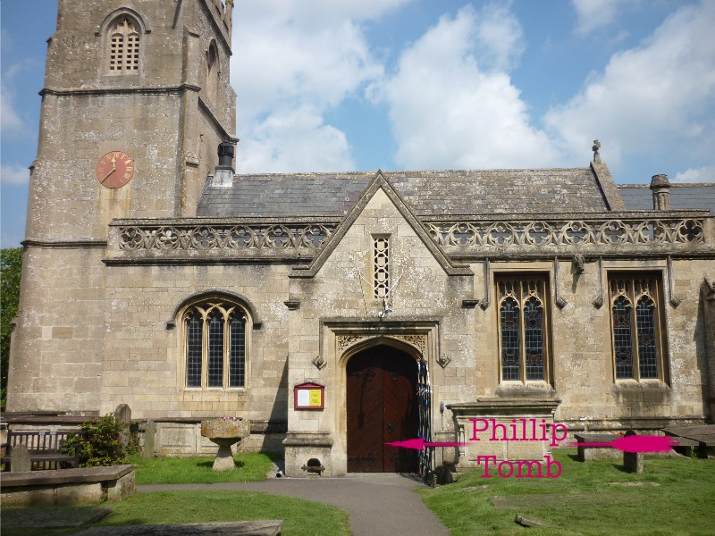 Location of tombstone in Bathampton Church