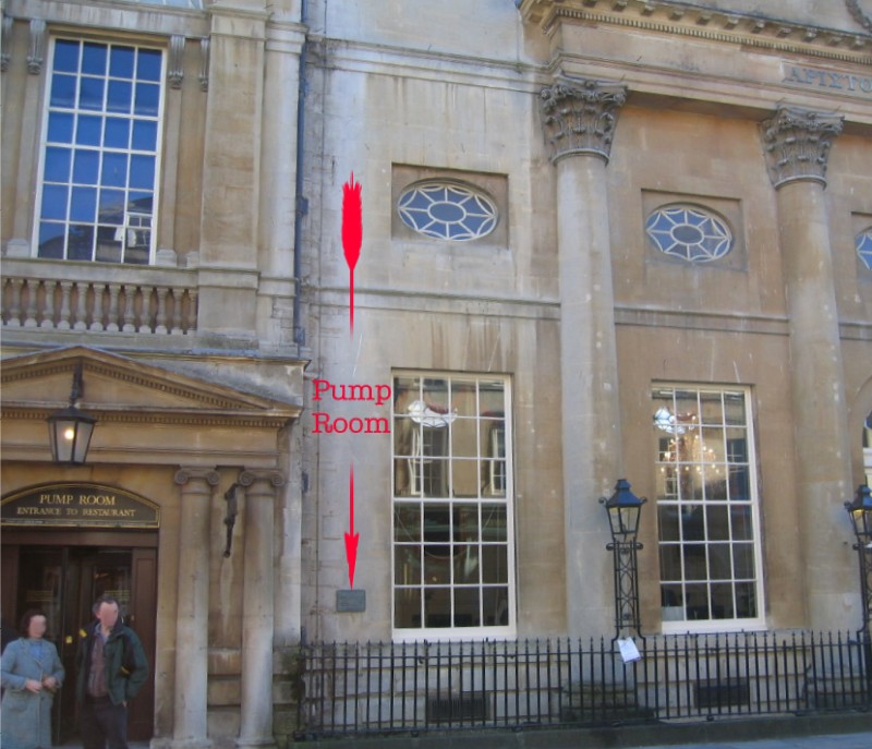 Location of plaque at Grand Pump Room