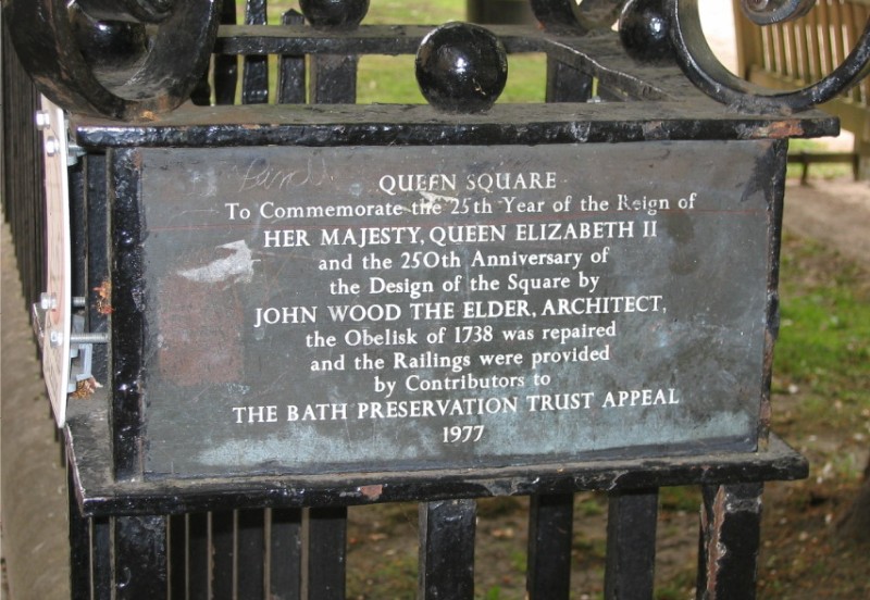 Tablet on West Gatepost, Queen Square Garden