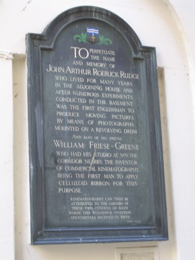 William
          Friese-Greene and John Arthur Roebuck Rudge plaque