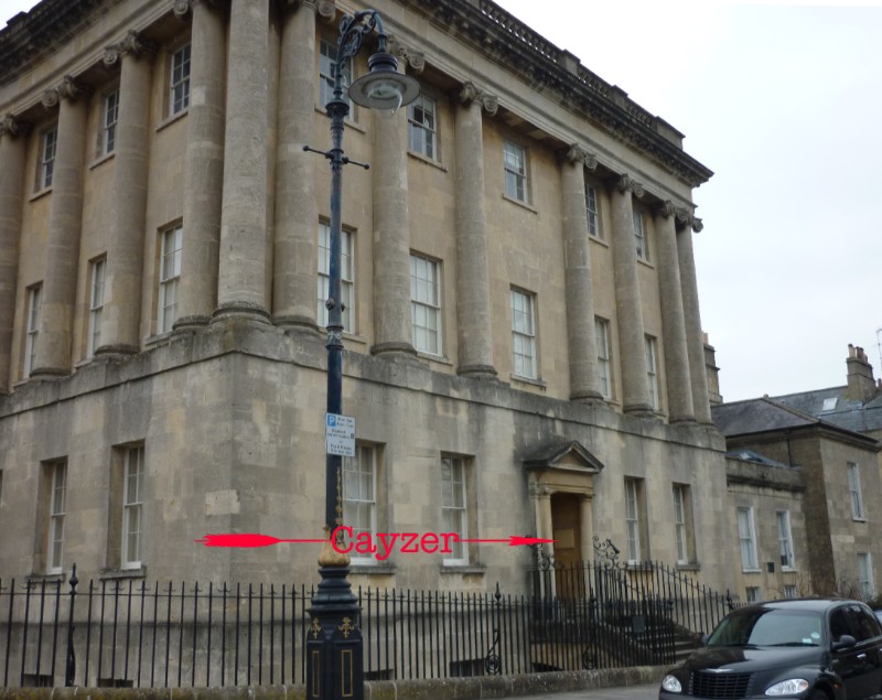 Location of plaque at No.1 Royal Crescent