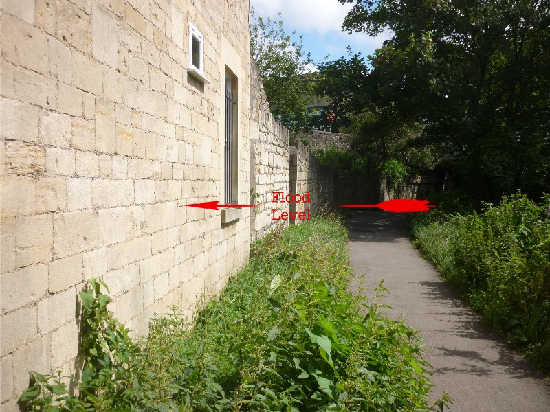 Location of flood mark on wall of Norfolk Buildings