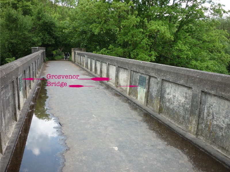 Location of plaques on Grosvenor Bridge