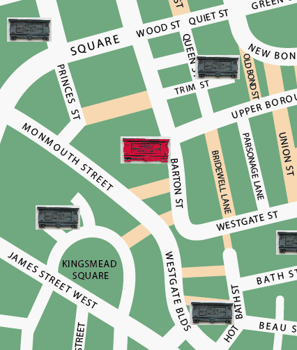 Richard Nash,
          (Beau Nash) location map