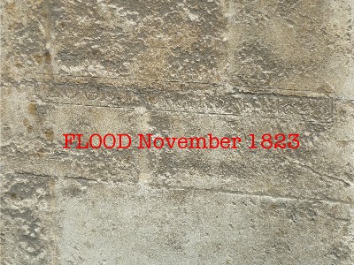 Flood mark on wall of New Prison, Grove Street