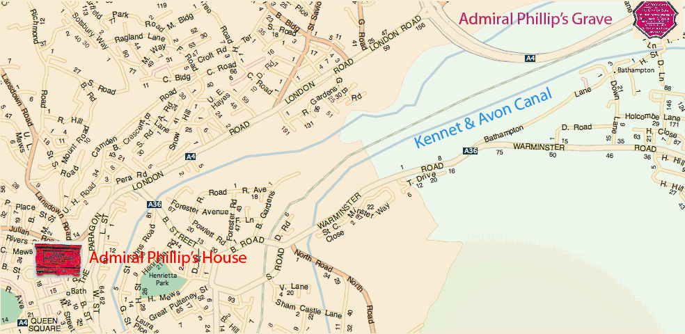 Admiral Arthur Phillip tomb location map
