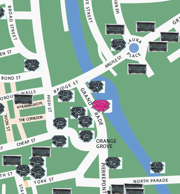 Pulteney Weir plaque location map