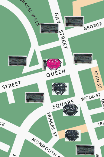 Queen Square plaque location map