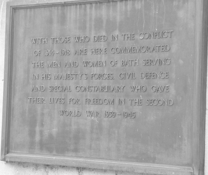 Bath War Memorial first dedication plaque
