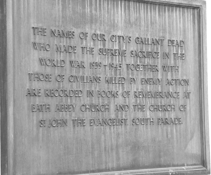Bath War Memorial second dedication plaque