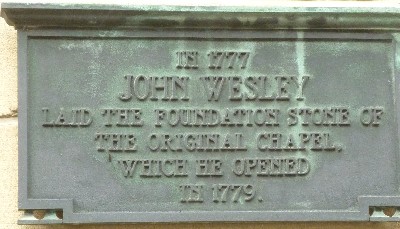John Wesley plaque no. 1
